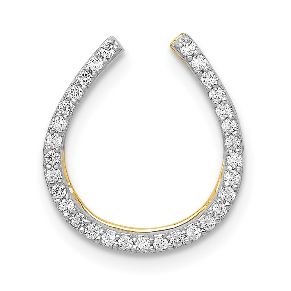 14k Yellow Gold 1/6ct. Diamond Equestrian Fine Jewelry Horseshoe Chain Slide